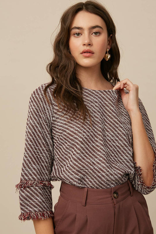Burgundy Fringe Top