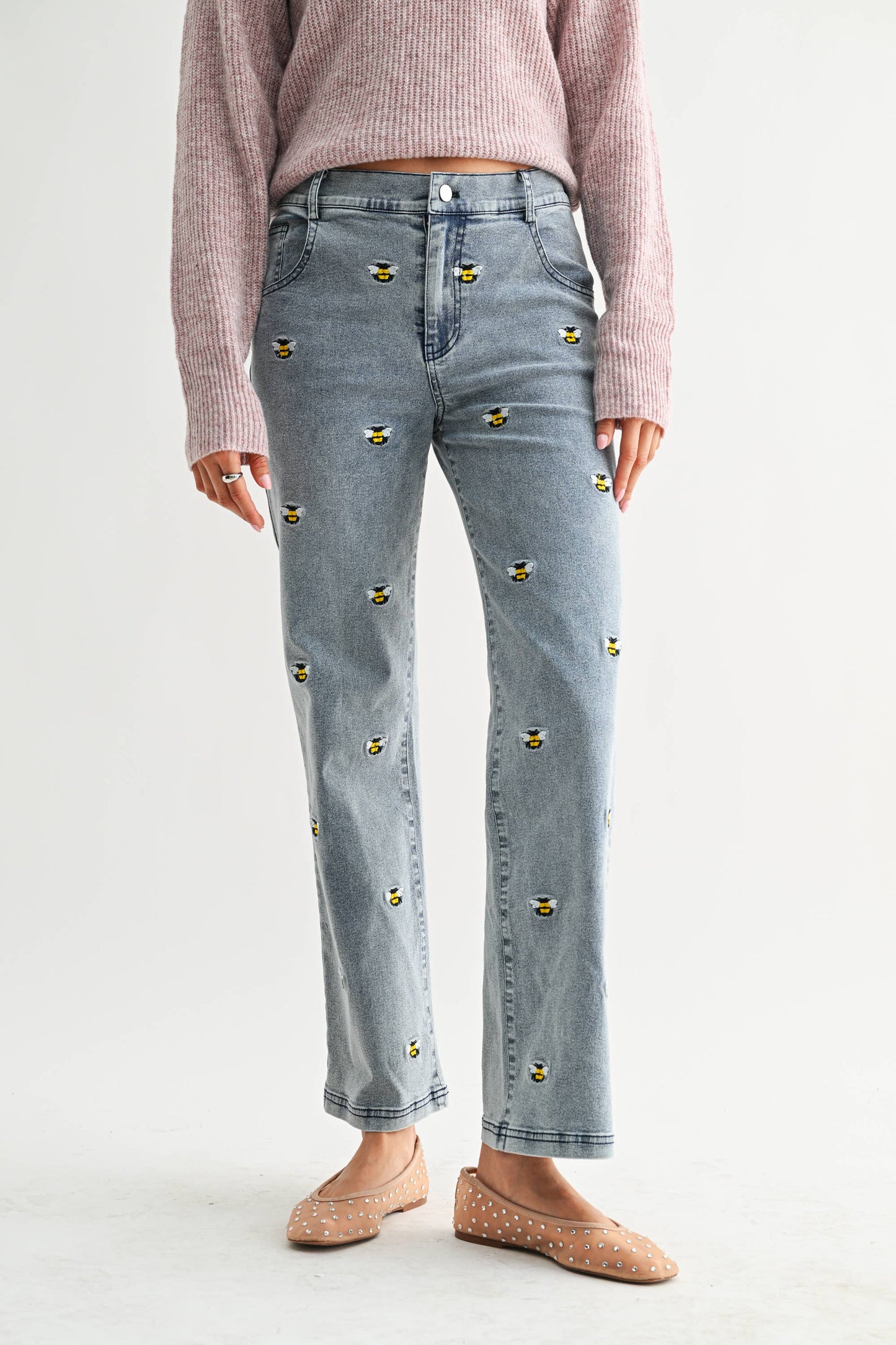 Bee Embroidered Jeans