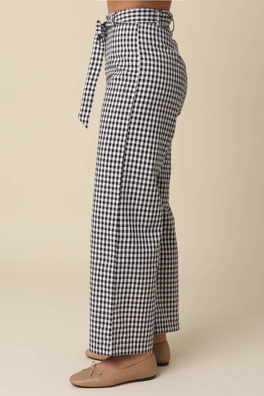 Gingham Tie-Waist Pants