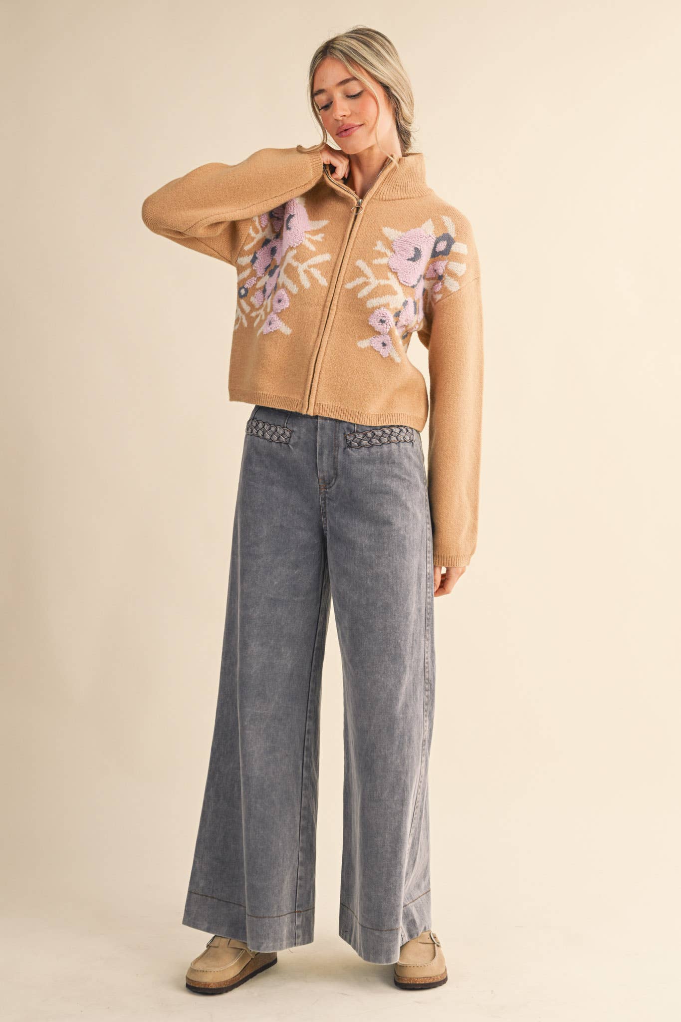 Floral Zip Cardigan