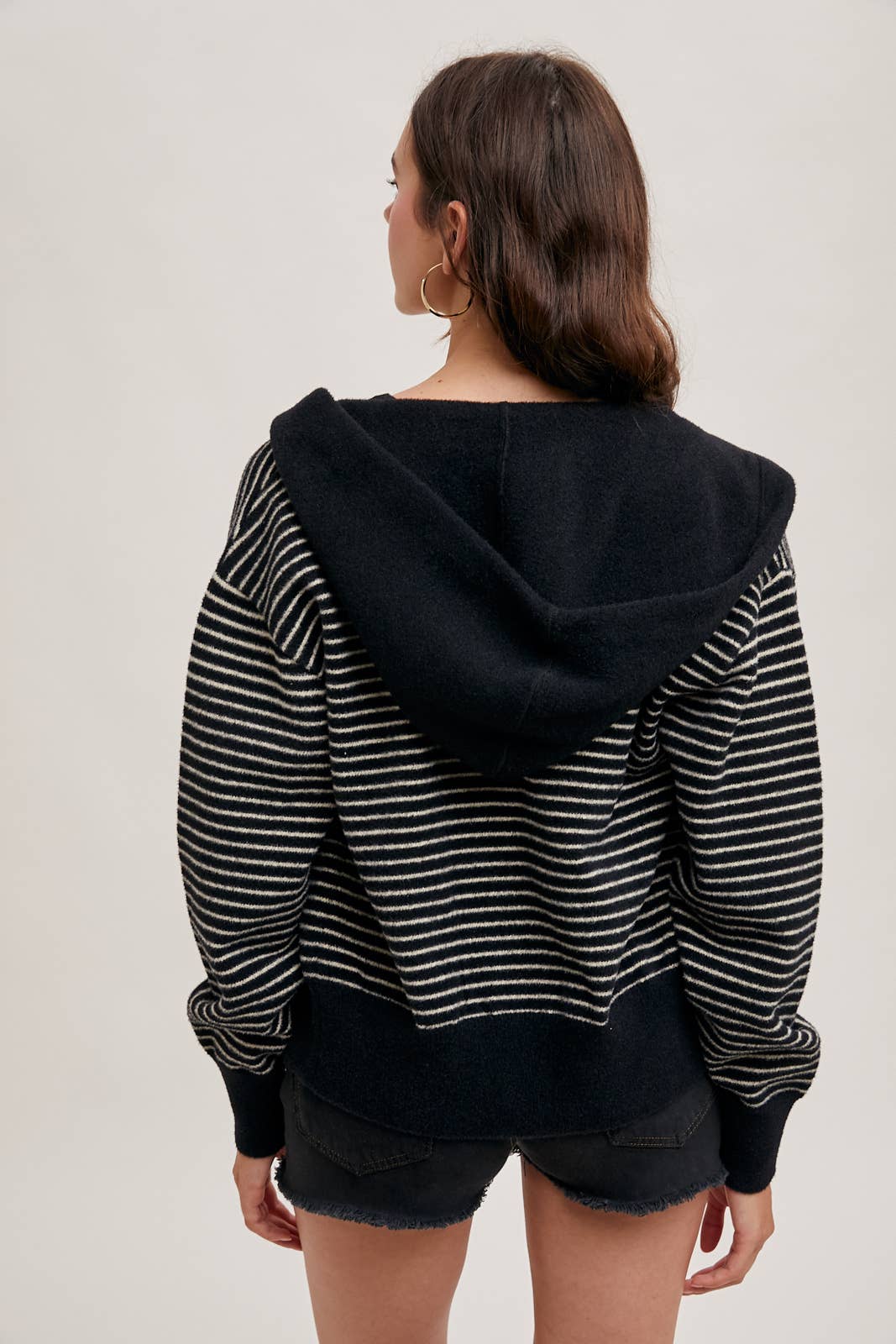 Black Striped Hoodie Jacket