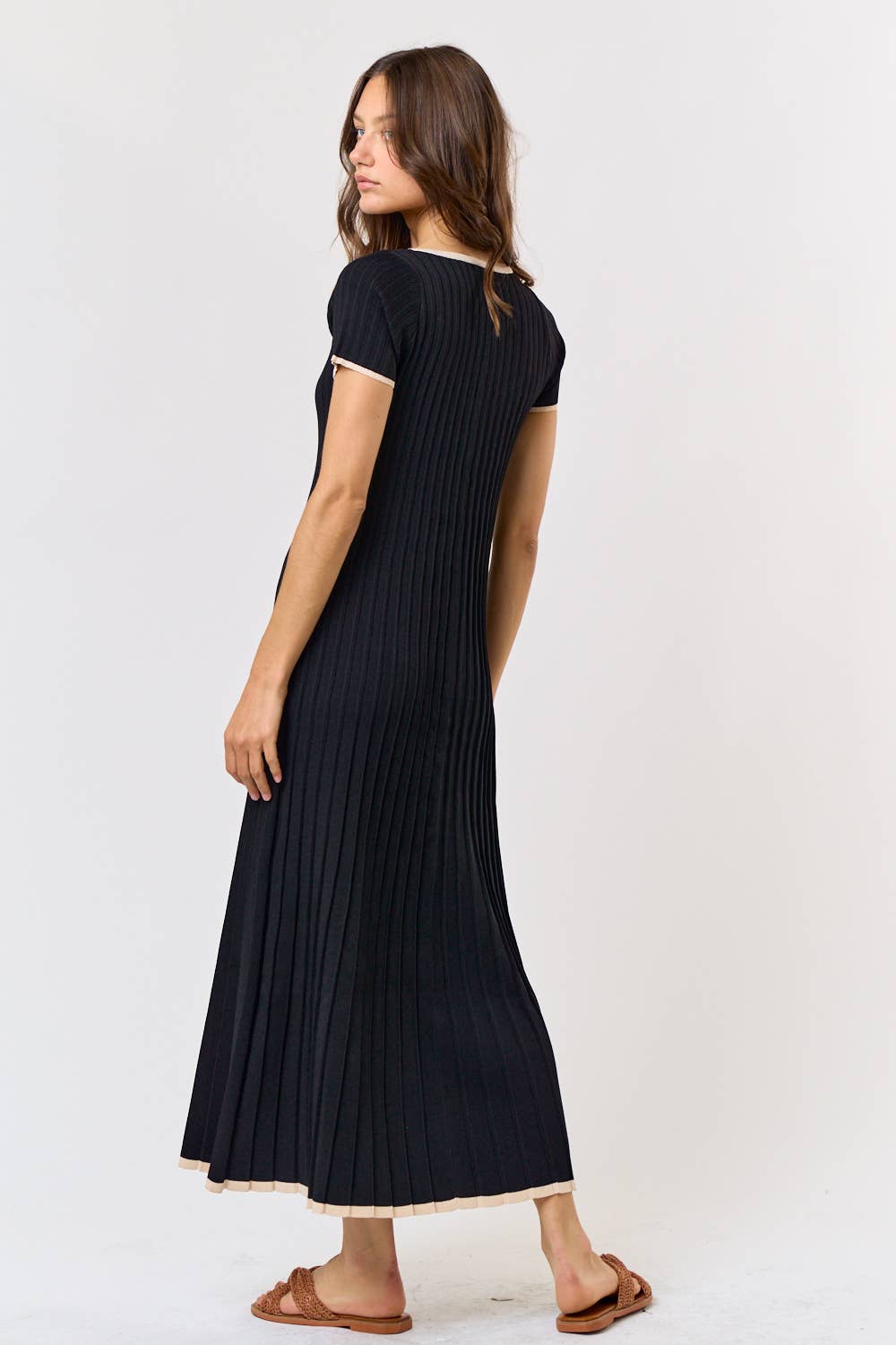 Pleated Sweater Maxi Dress