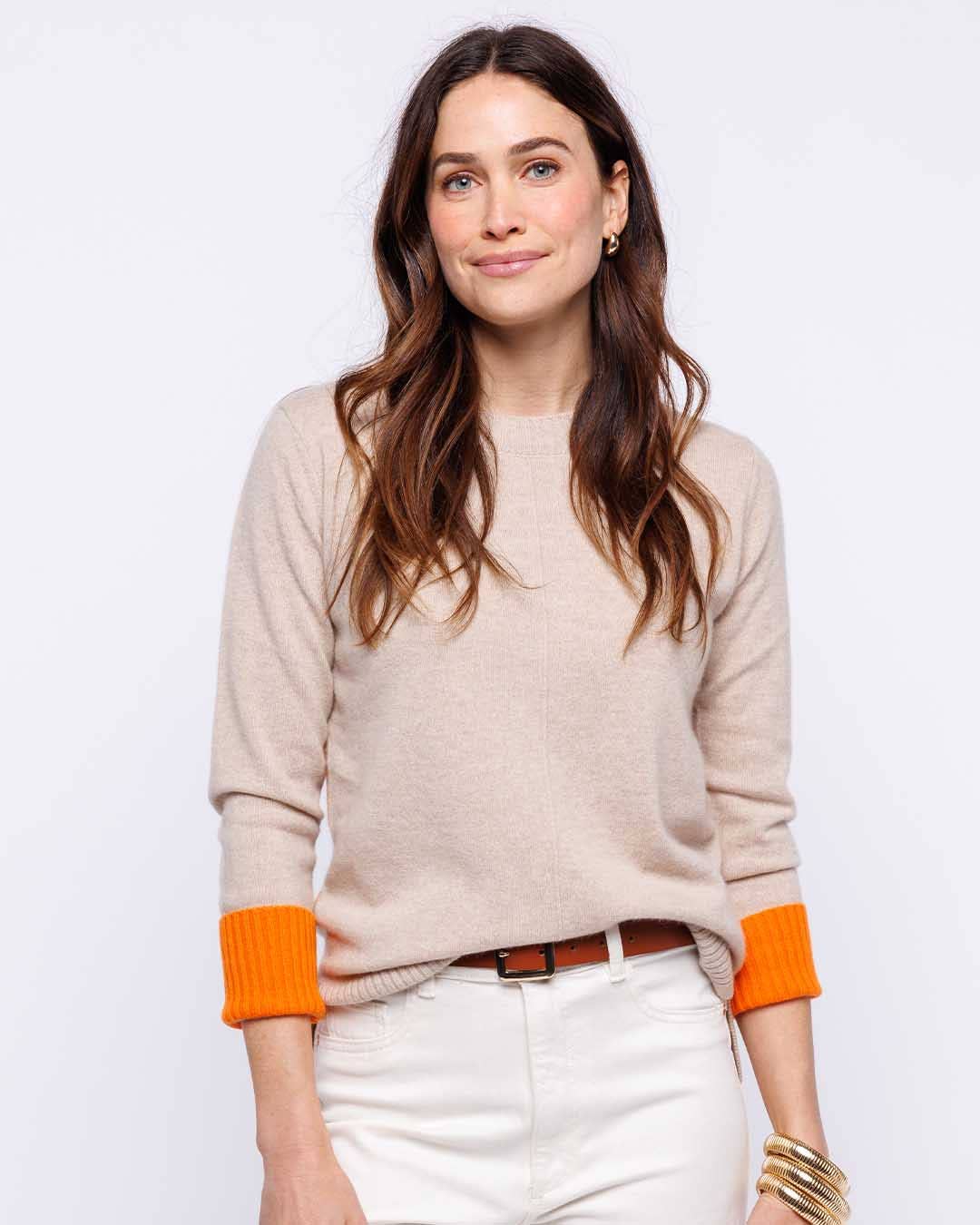 Sand & Orange Cashmere Sweater