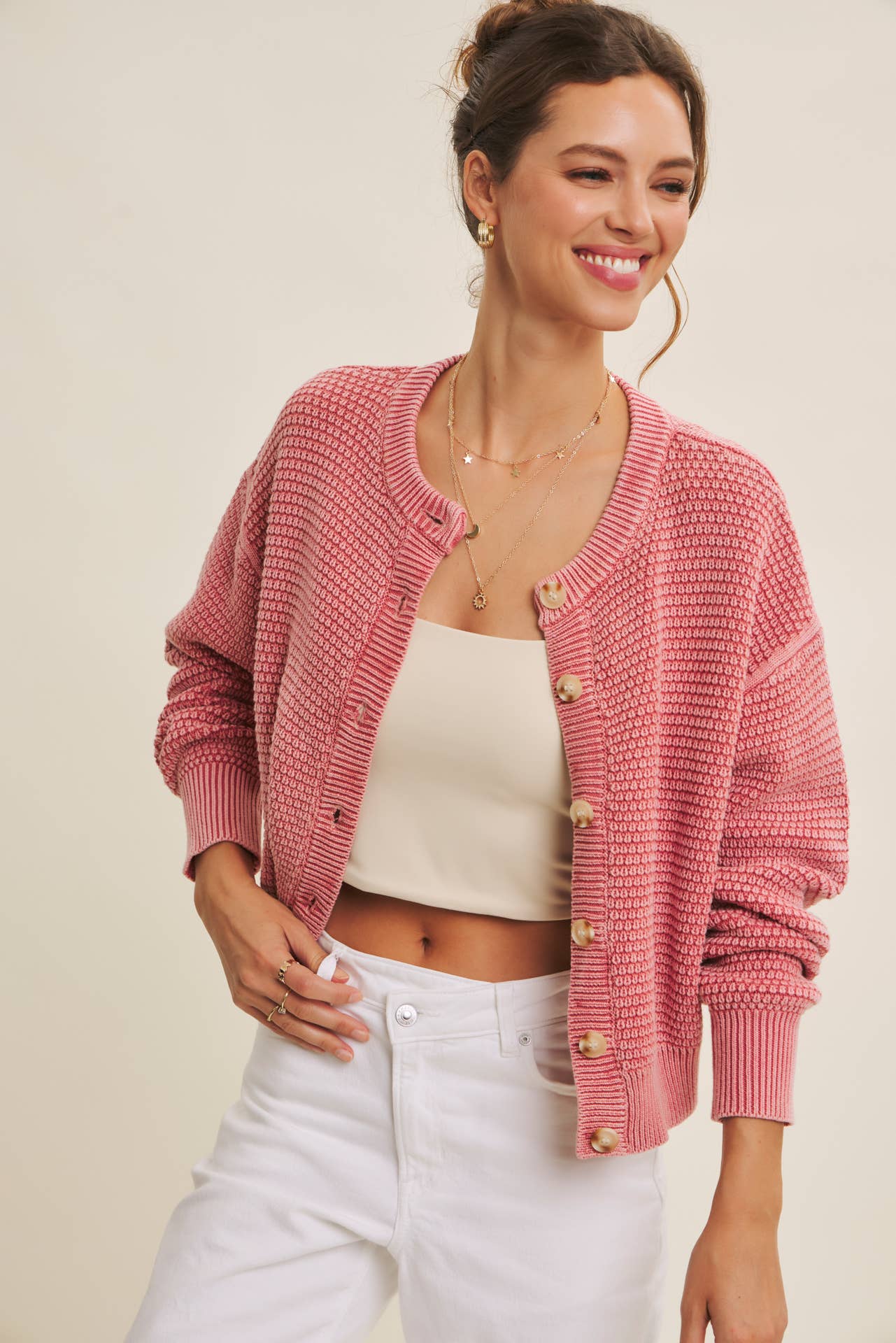 Pale Mauve Knit Cardigan