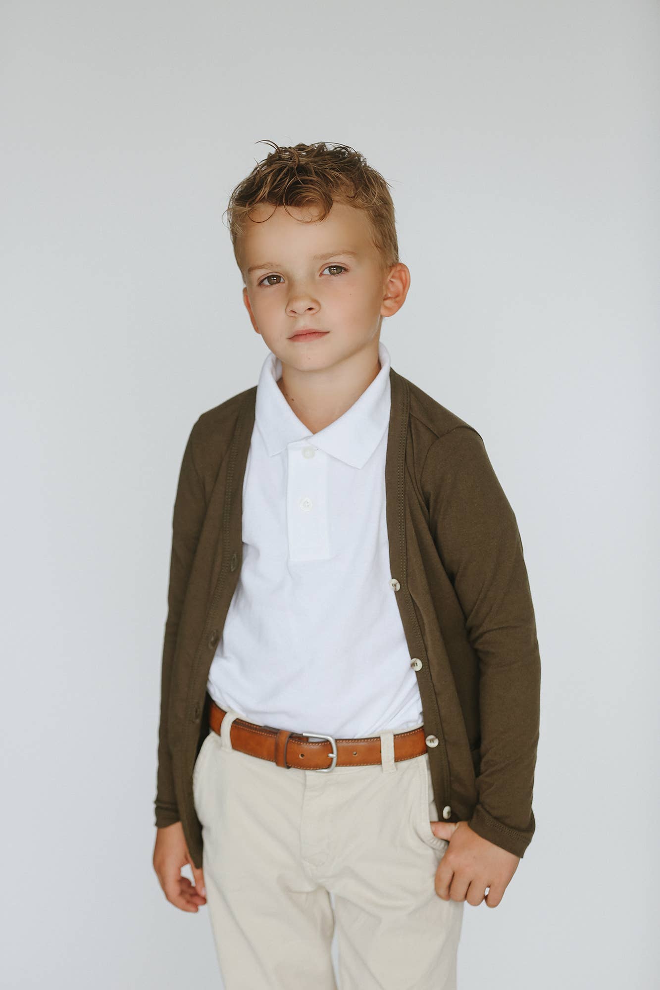 Kids Olive Cardigan