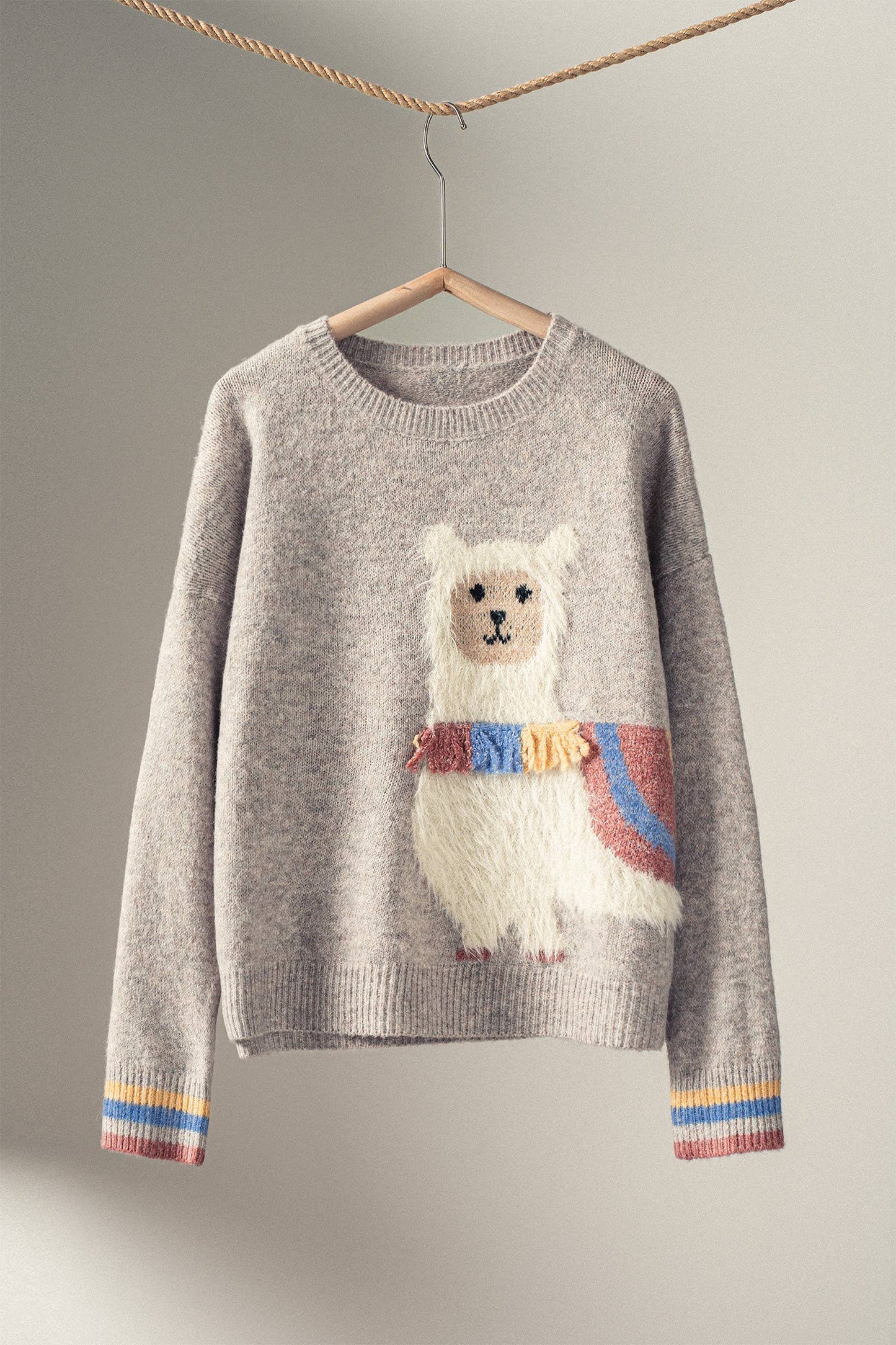 Alpaca Embroidered Knit Sweater