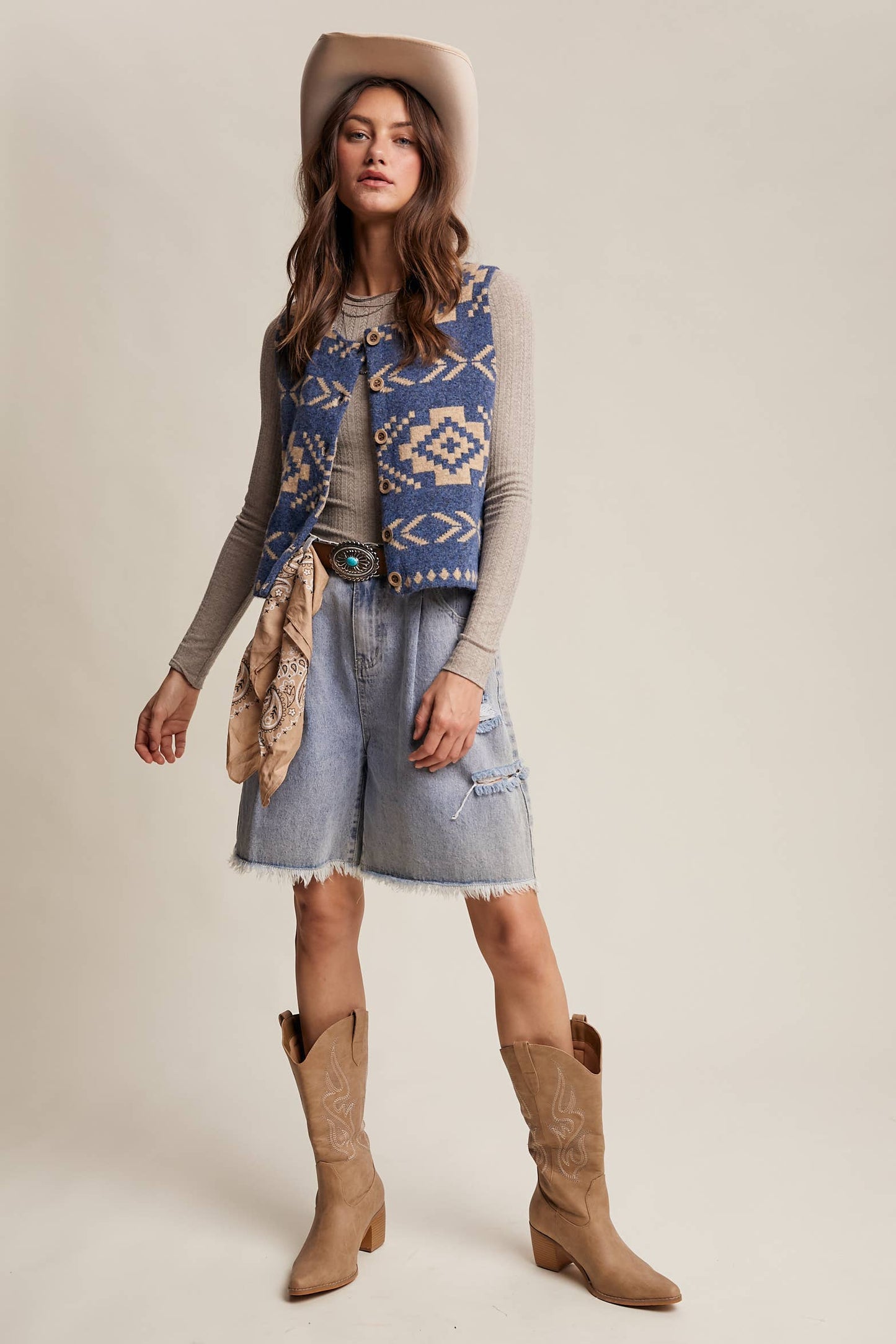 Vintage Blue Wool Vest