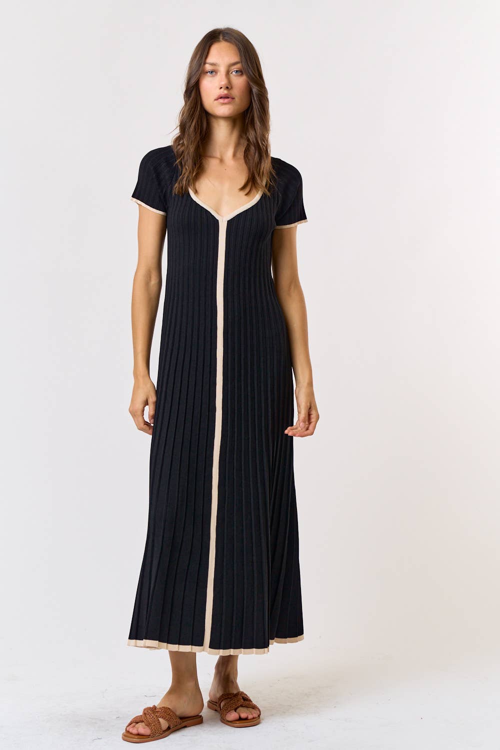 Pleated Sweater Maxi Dress