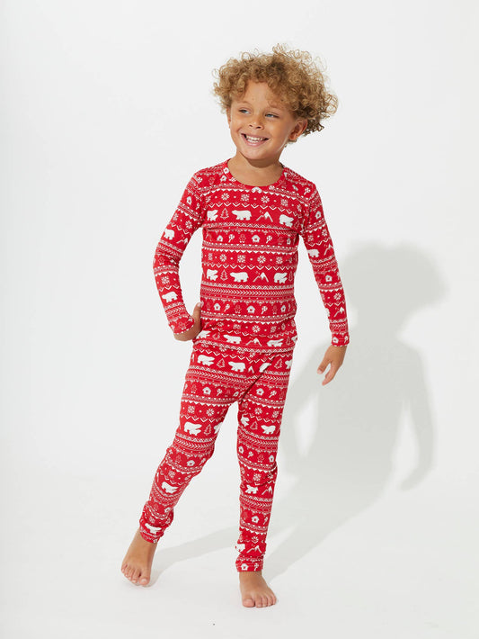 Kids Red Polar Bear Pajamas