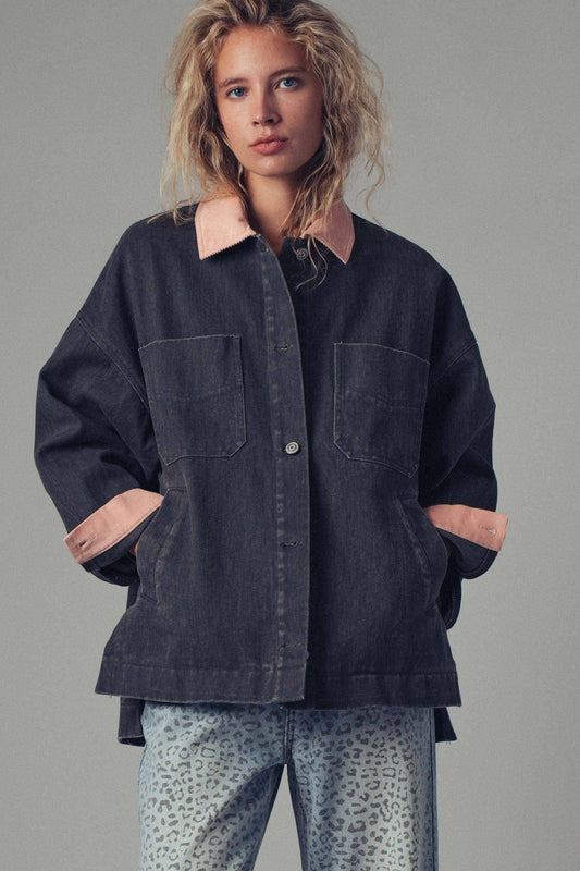 Black & Pink Corduroy Jacket