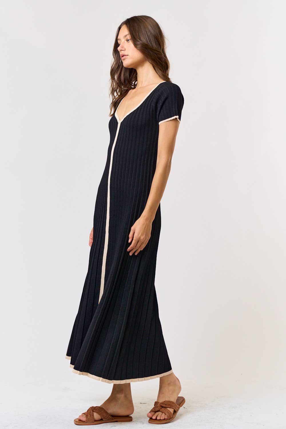 Pleated Sweater Maxi Dress