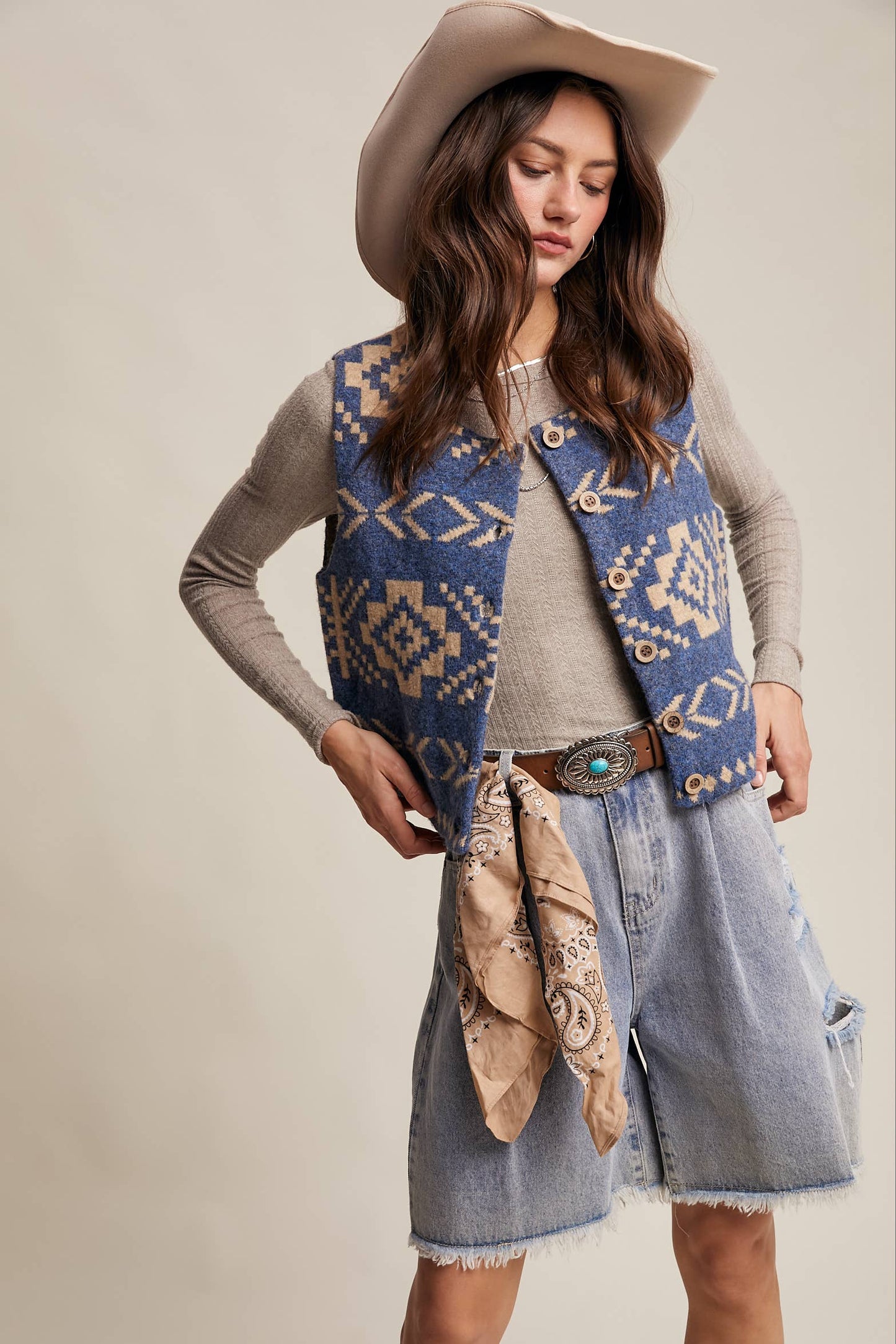 Vintage Blue Wool Vest