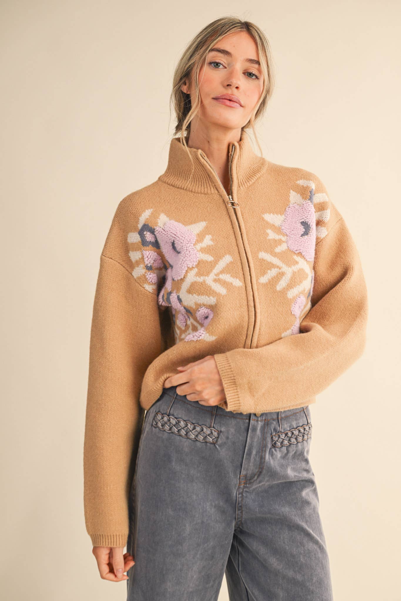 Floral Zip Cardigan