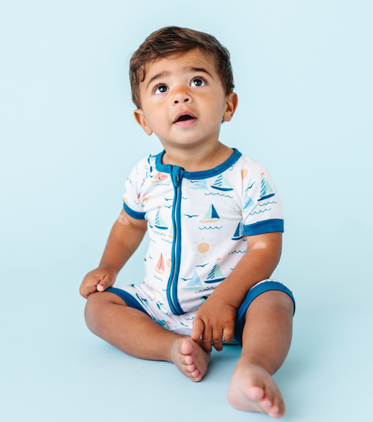 Sailboat Short Zip Romper