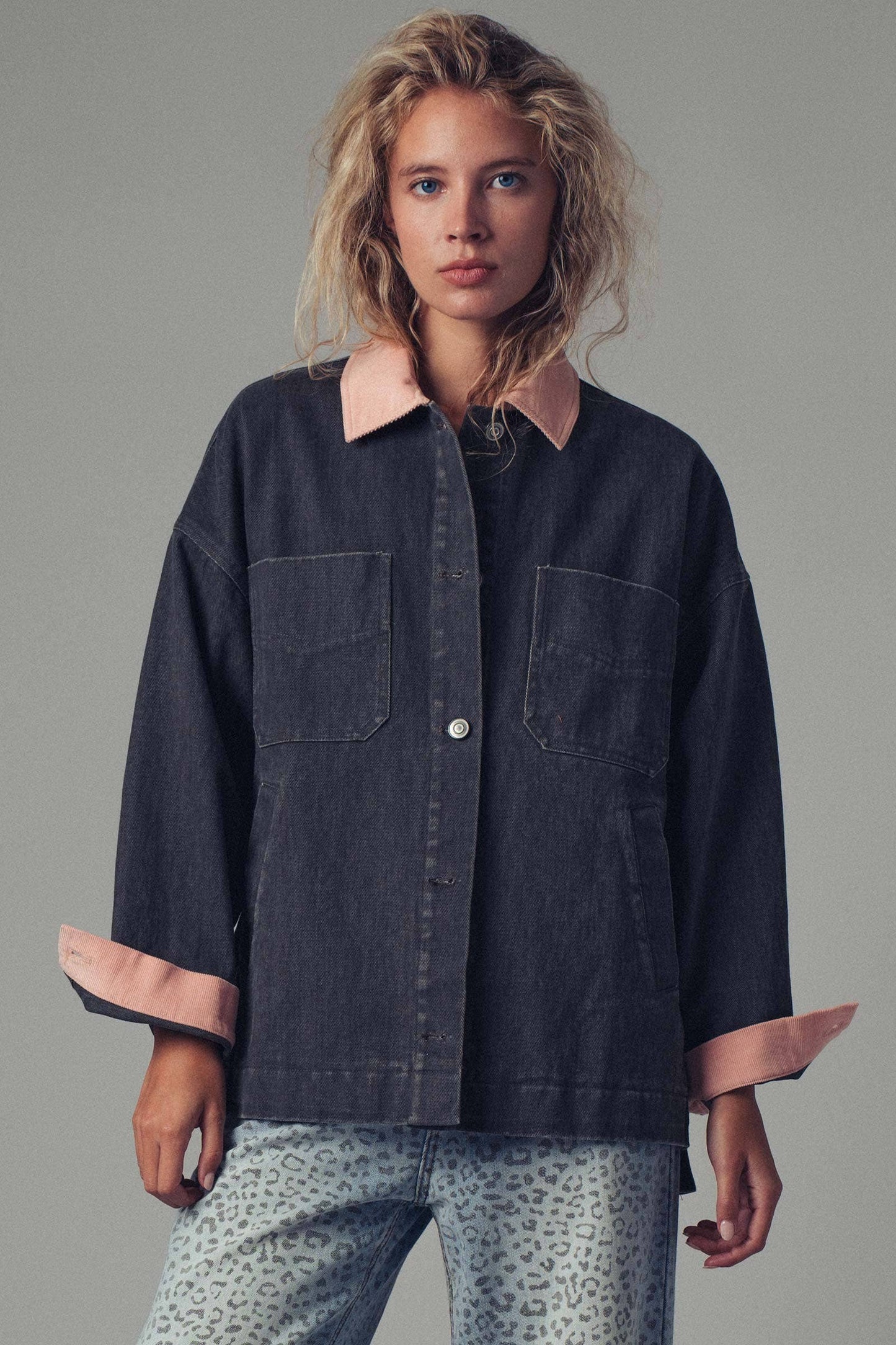 Black & Pink Corduroy Jacket