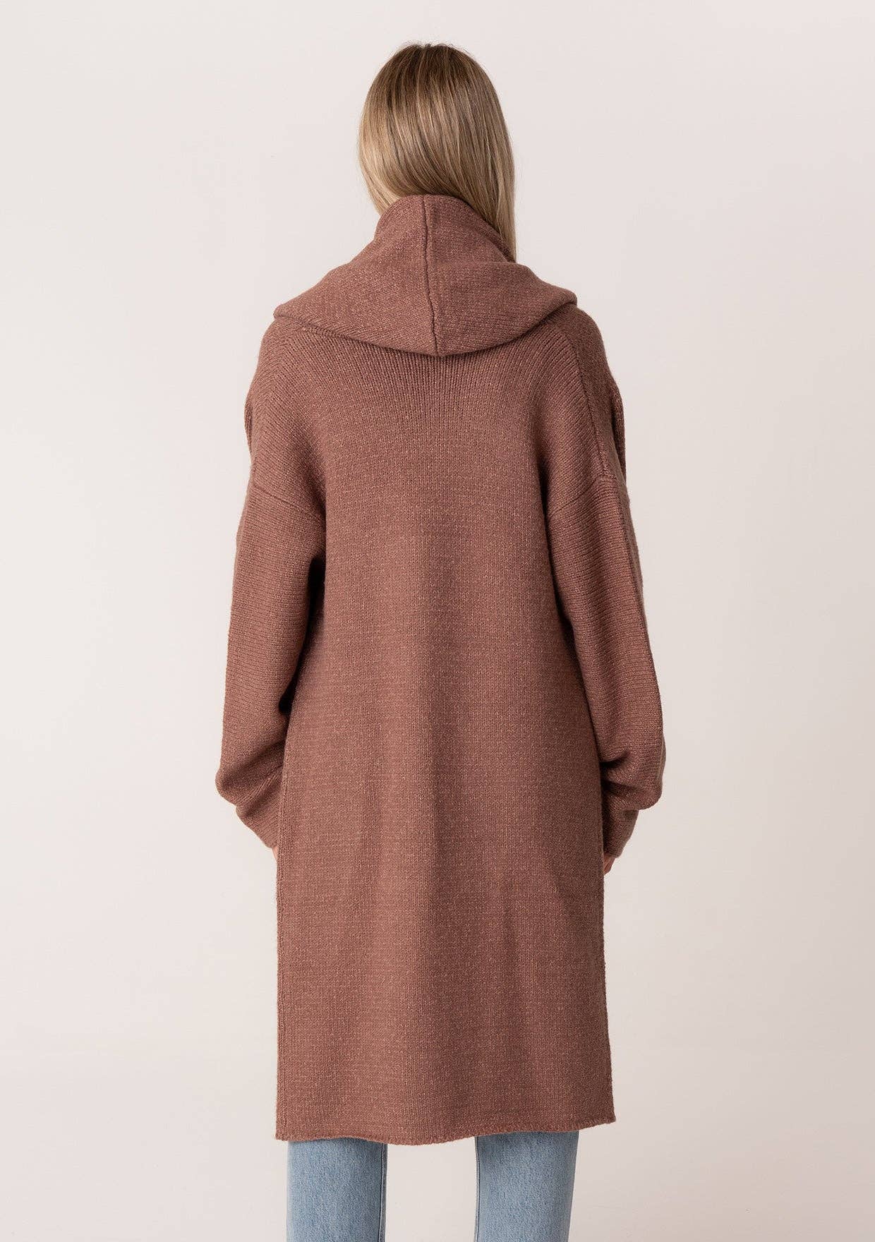 Mauve Hooded Sweater Coat