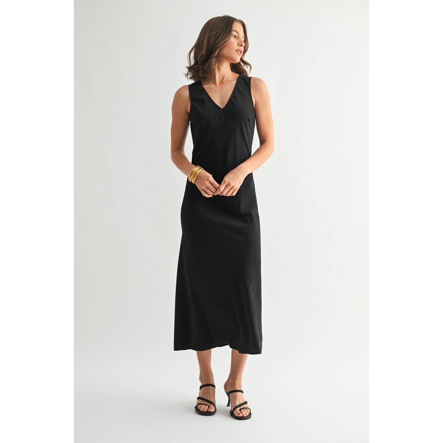 Black Satin Maxi Dress