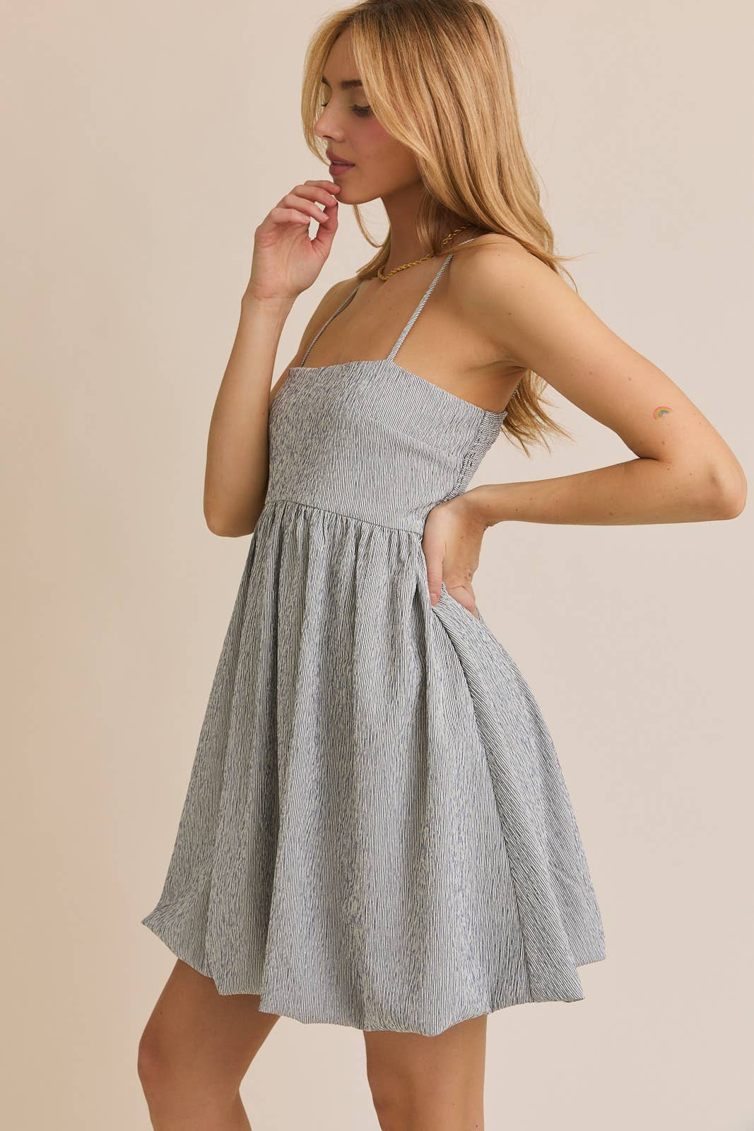 Navy & White Smocked Dress