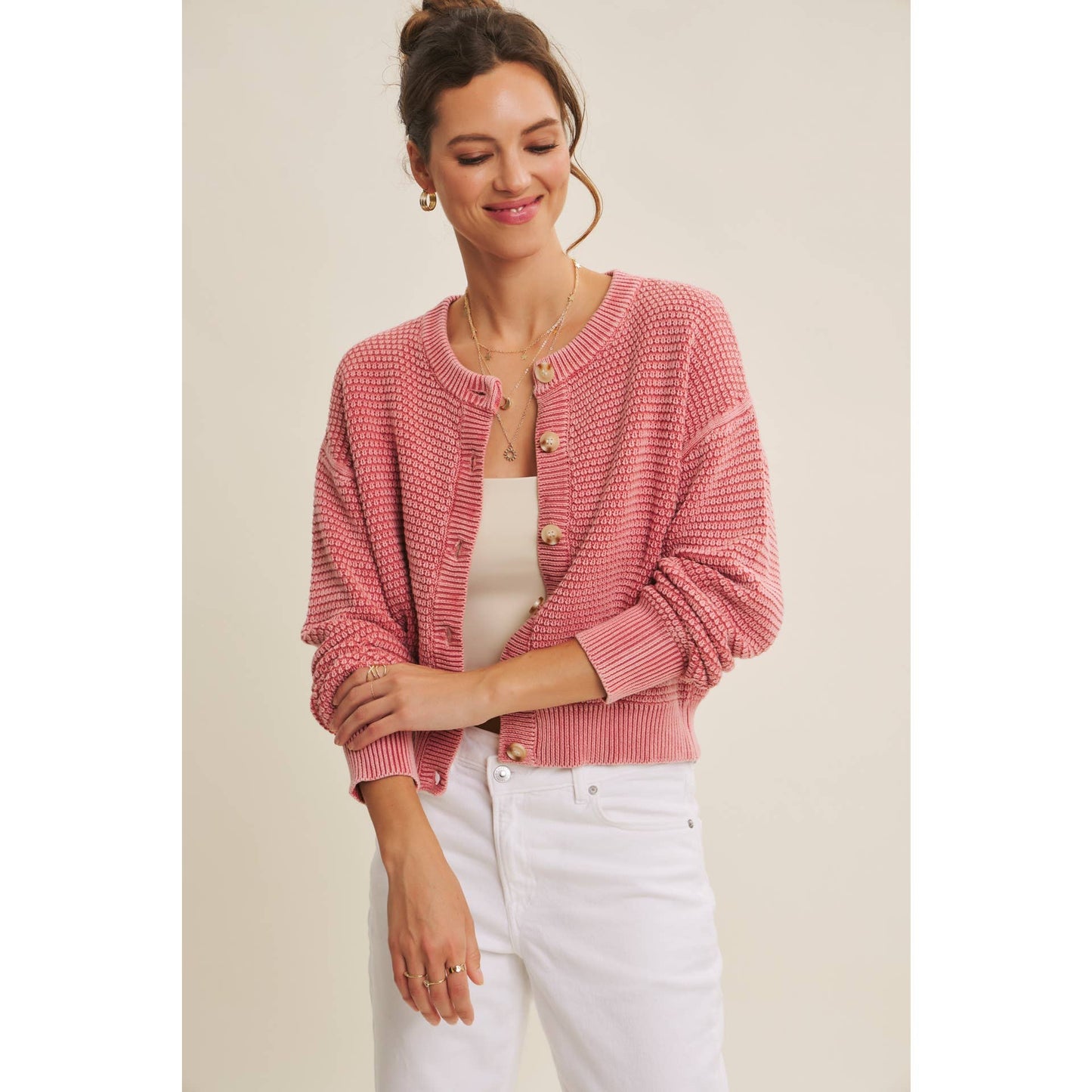 Pale Mauve Knit Cardigan