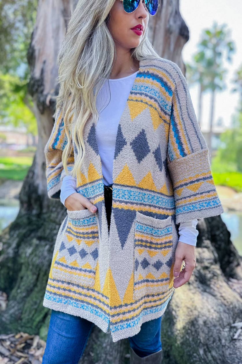 Yellow Aztec Cardigan