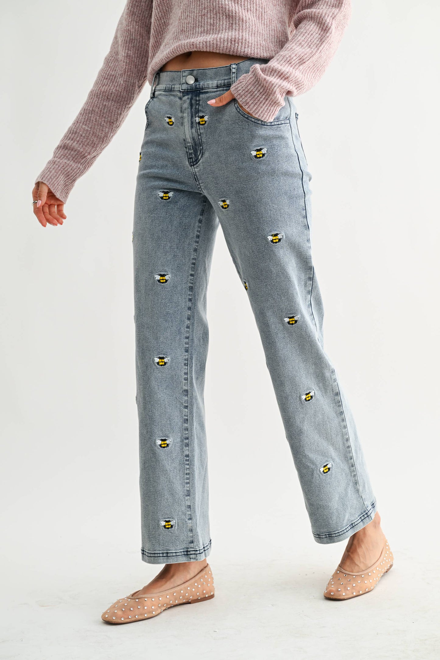 Bee Embroidered Jeans