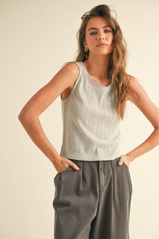 Heather Gray Pointelle Tank