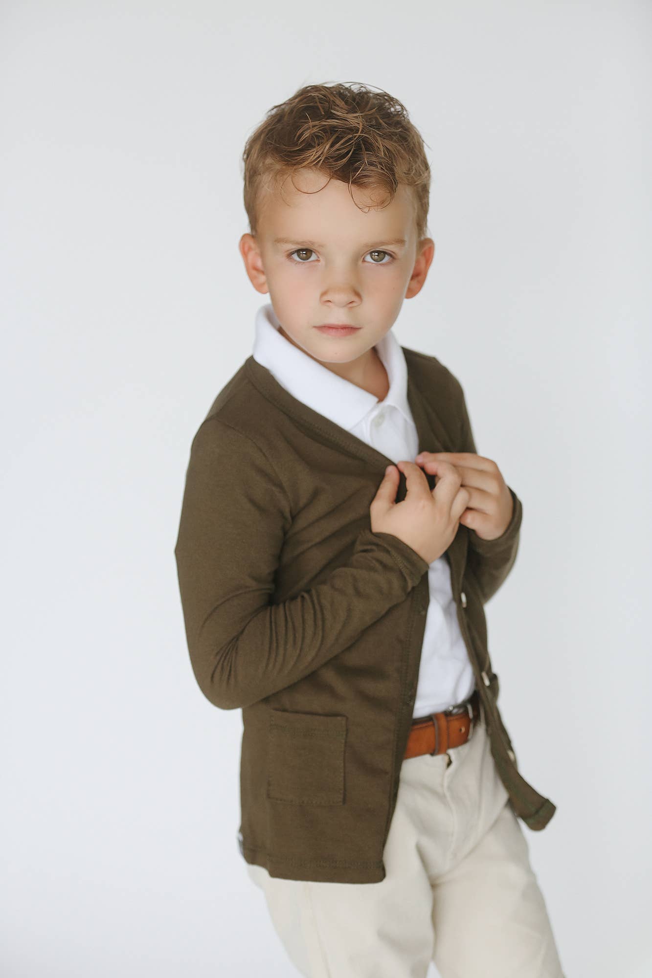 Kids Olive Cardigan