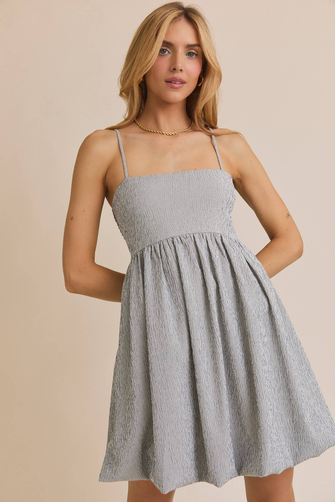 Navy & White Smocked Dress