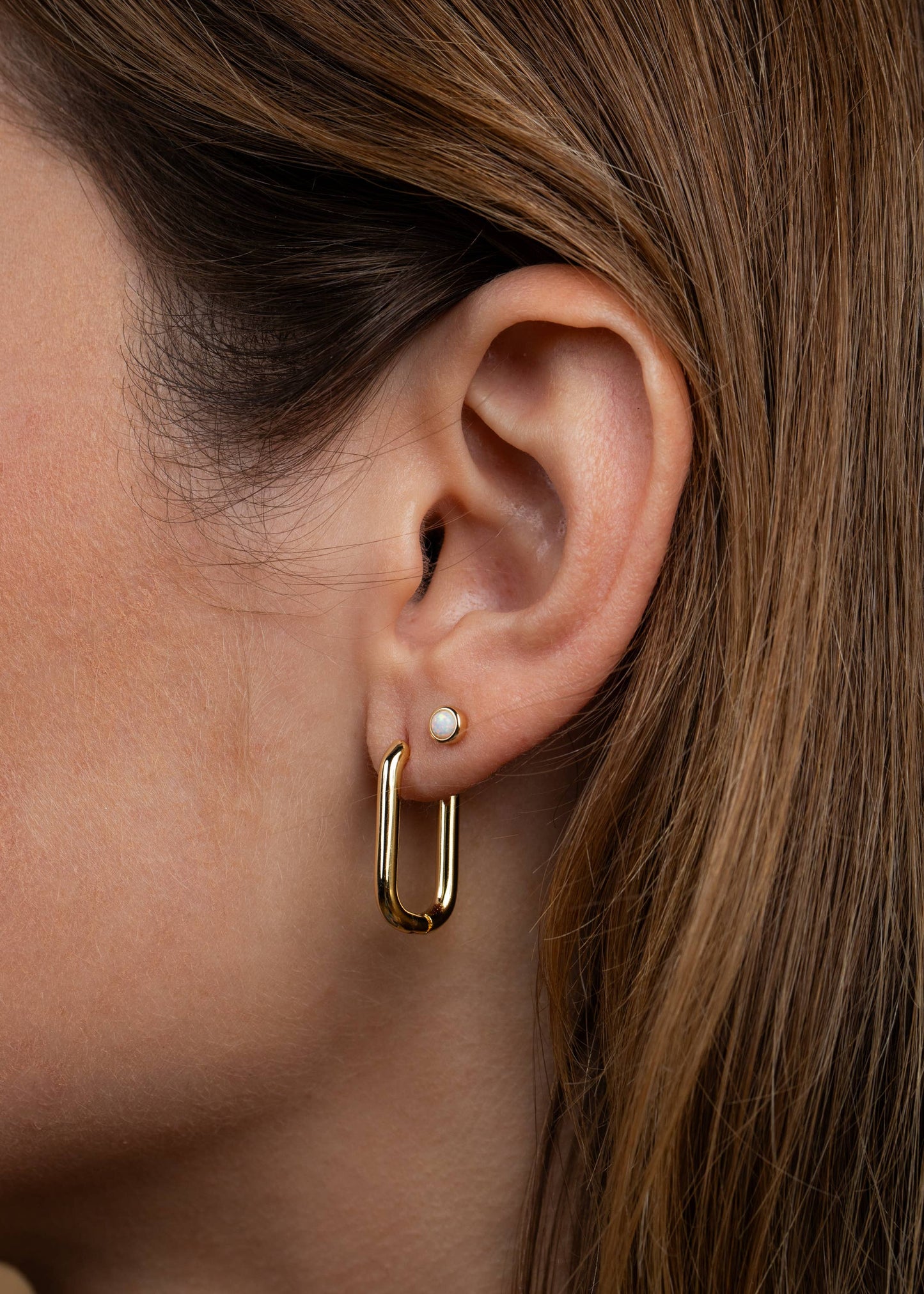 Gold Rectangle Hoop Earrings