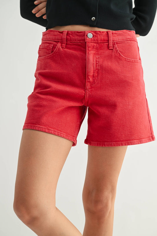 Vintage Red Denim Shorts