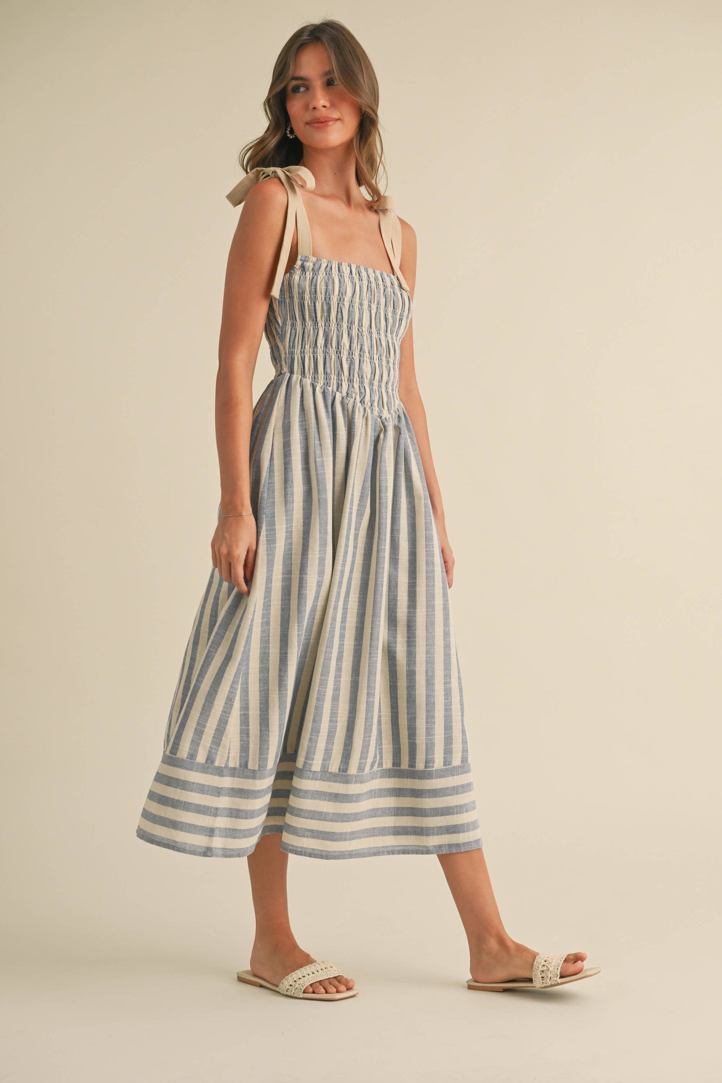 Blue Chevron Midi Dress