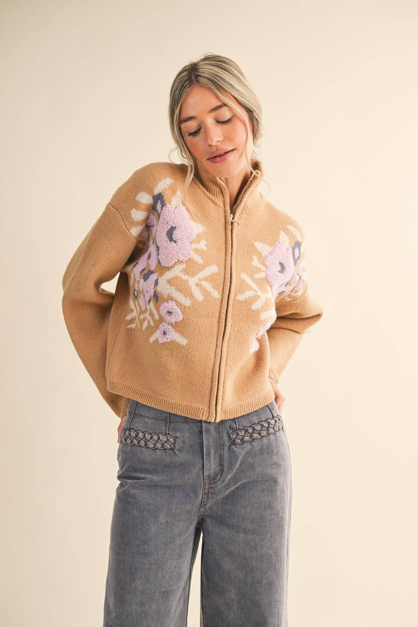 Floral Zip Cardigan