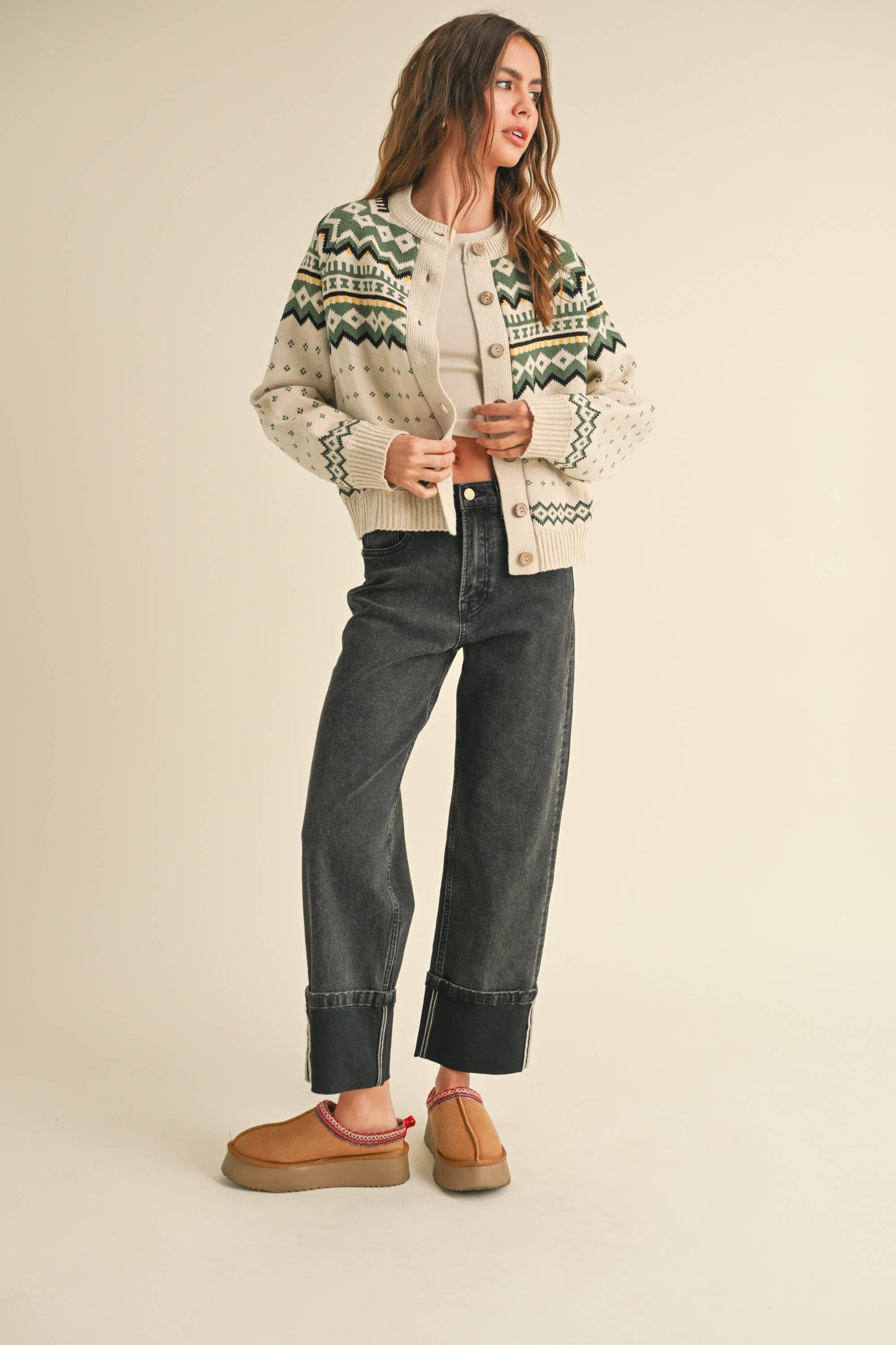 Patterned Sweater Cardigan