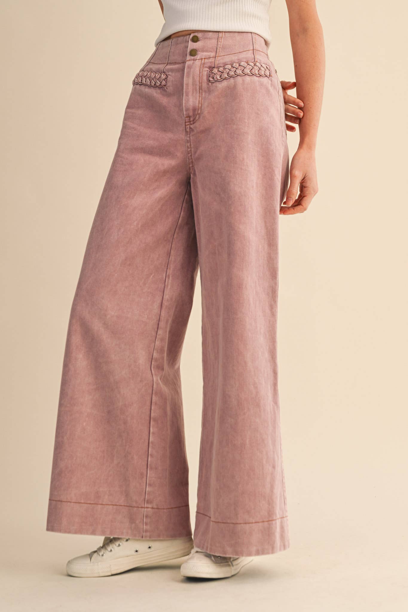 Mauve Braided Pocket Pants