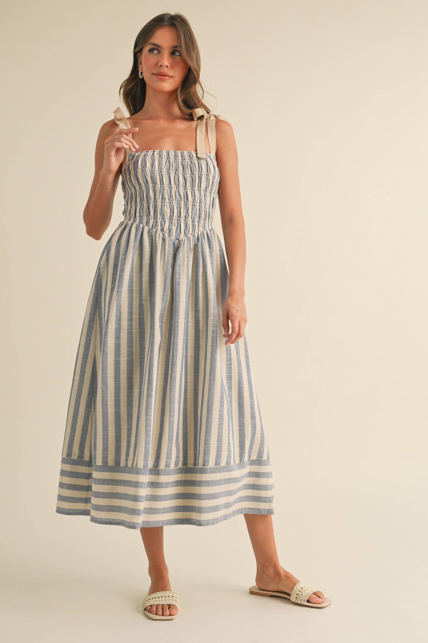 Blue Chevron Midi Dress