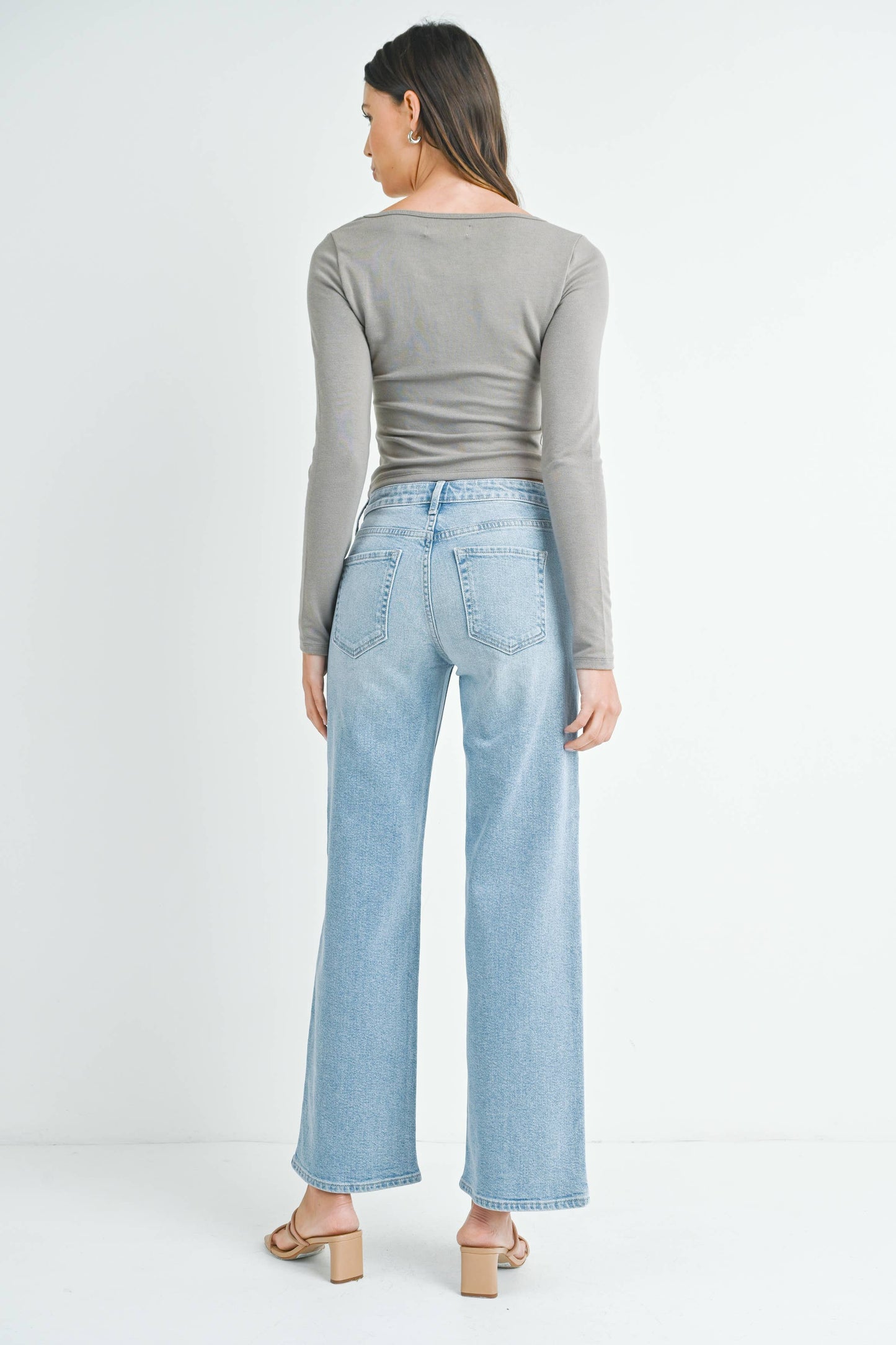 Mid Rise Wide Leg Denim