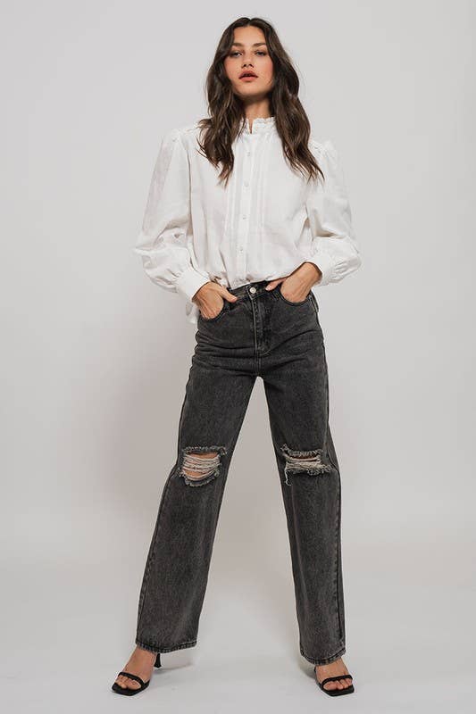 White Ruffle Blouse