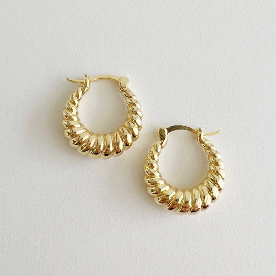 Gold Croissant Twist Hoops