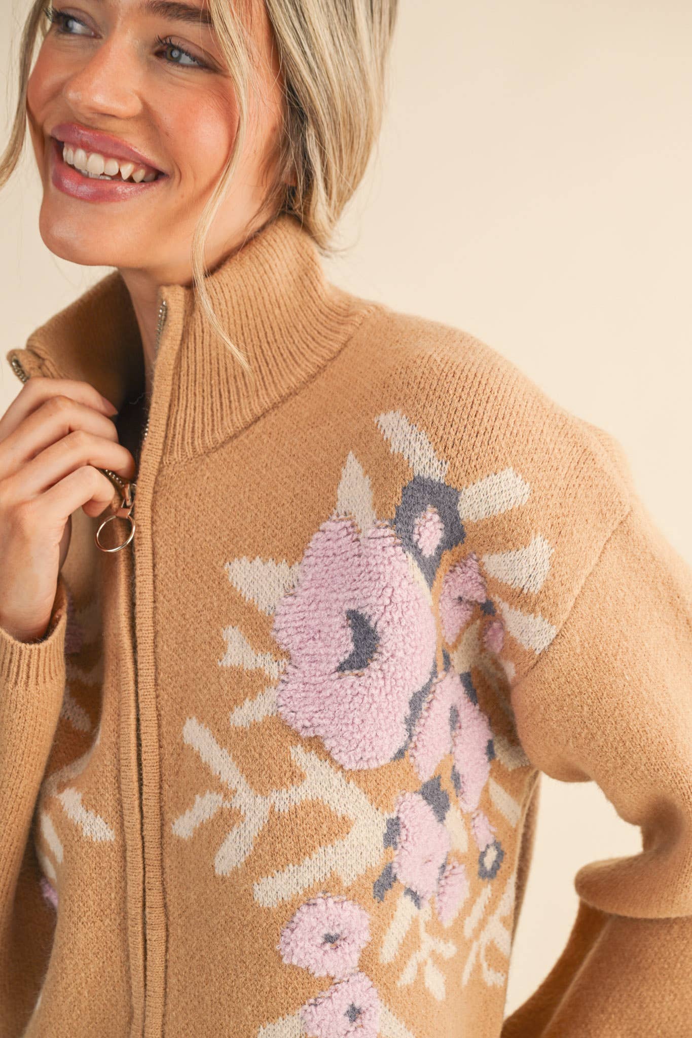 Floral Zip Cardigan