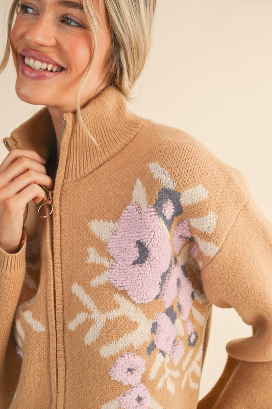 Floral Zip Cardigan