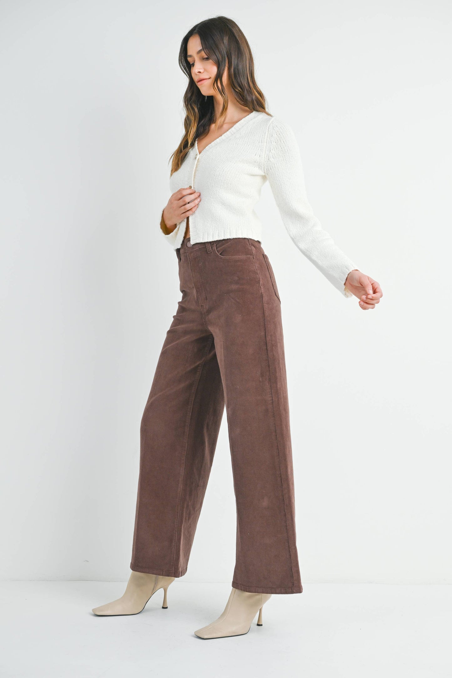 Brown Wide Leg Corduroy Pants