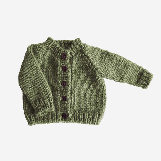 Kids Knit Cardigan - Olive