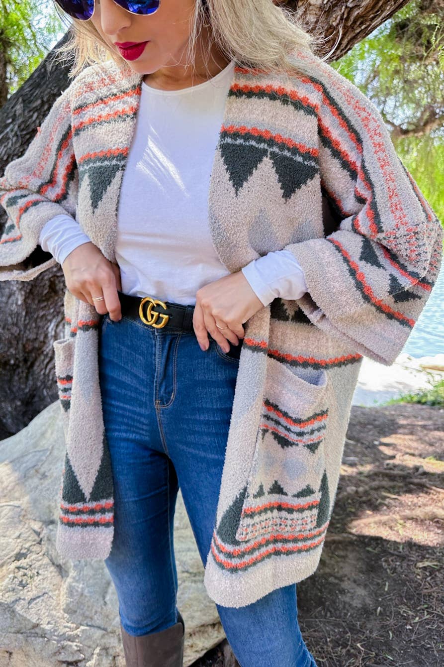 Olive Aztec Cardigan