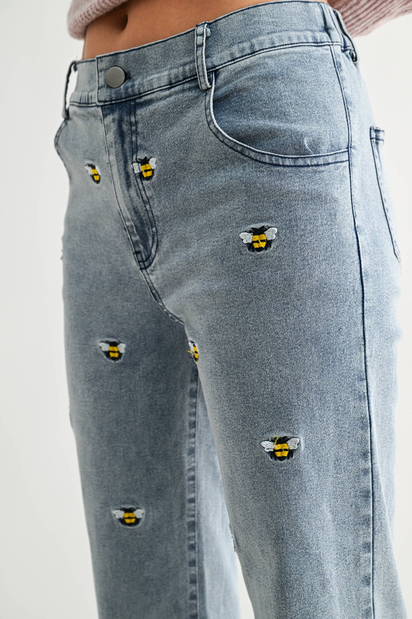 Bee Embroidered Jeans