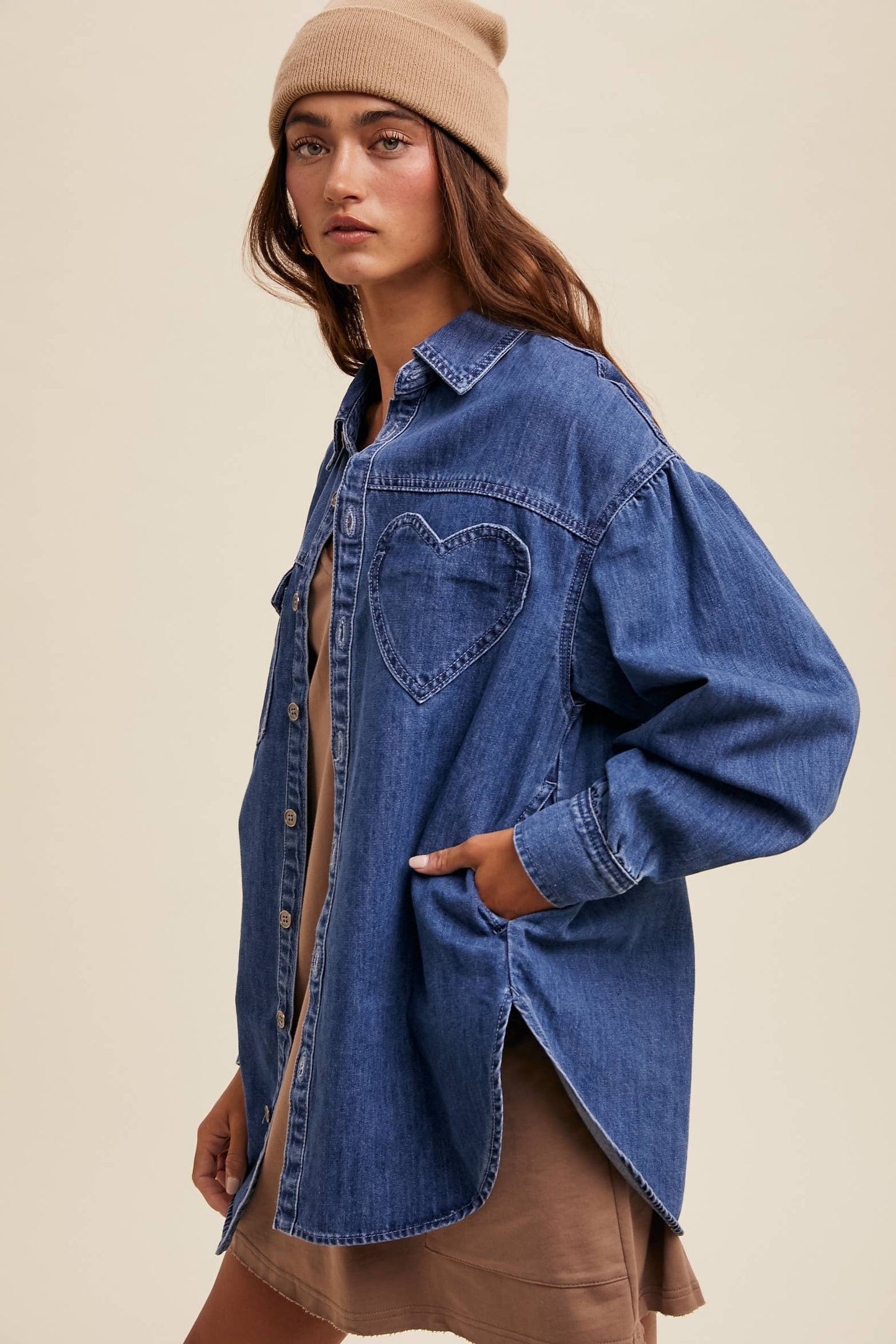 Heart Oversized Denim Shirt