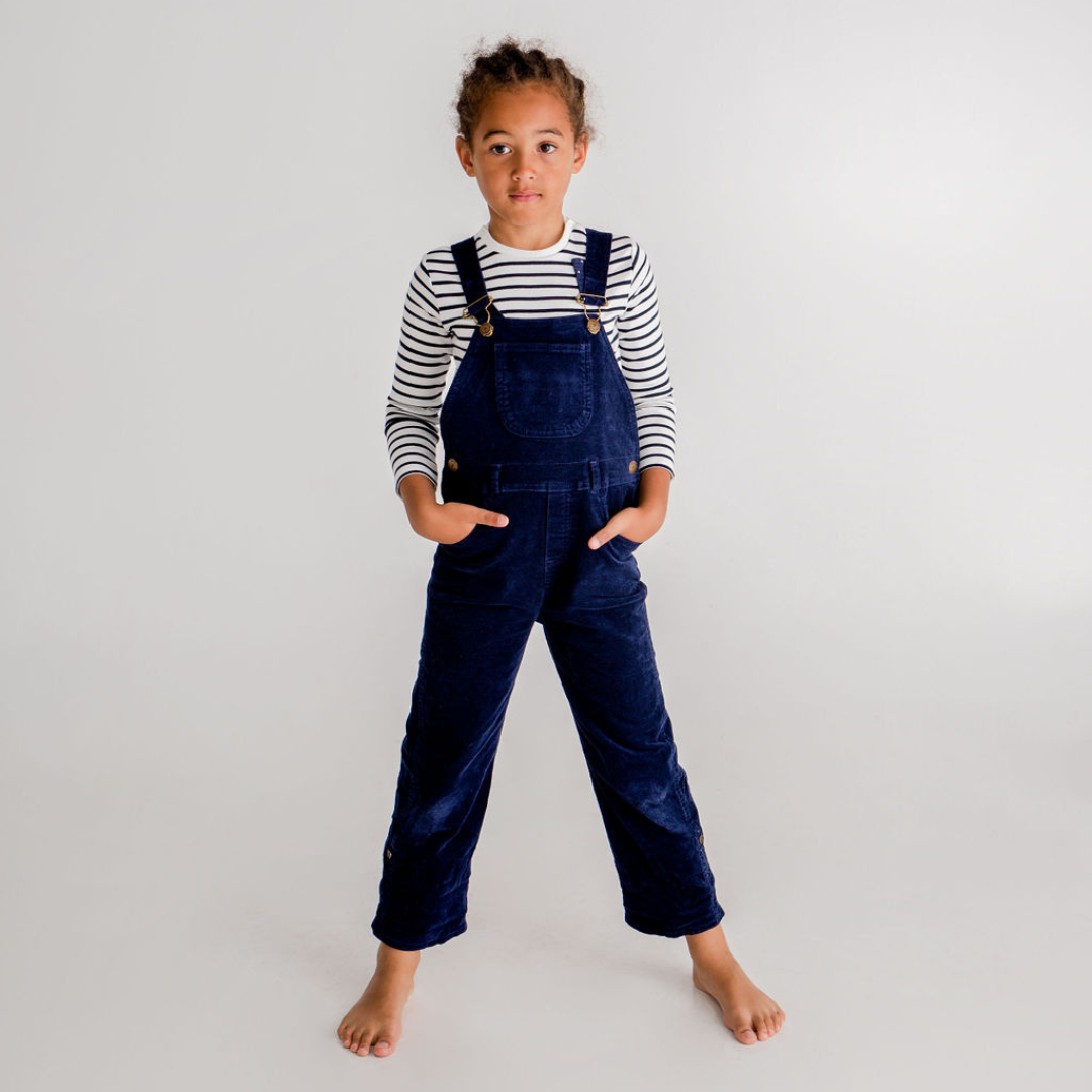 Kids Corduroy Dungarees - Navy