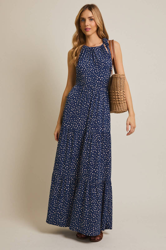 Navy Dot Maxi Dress