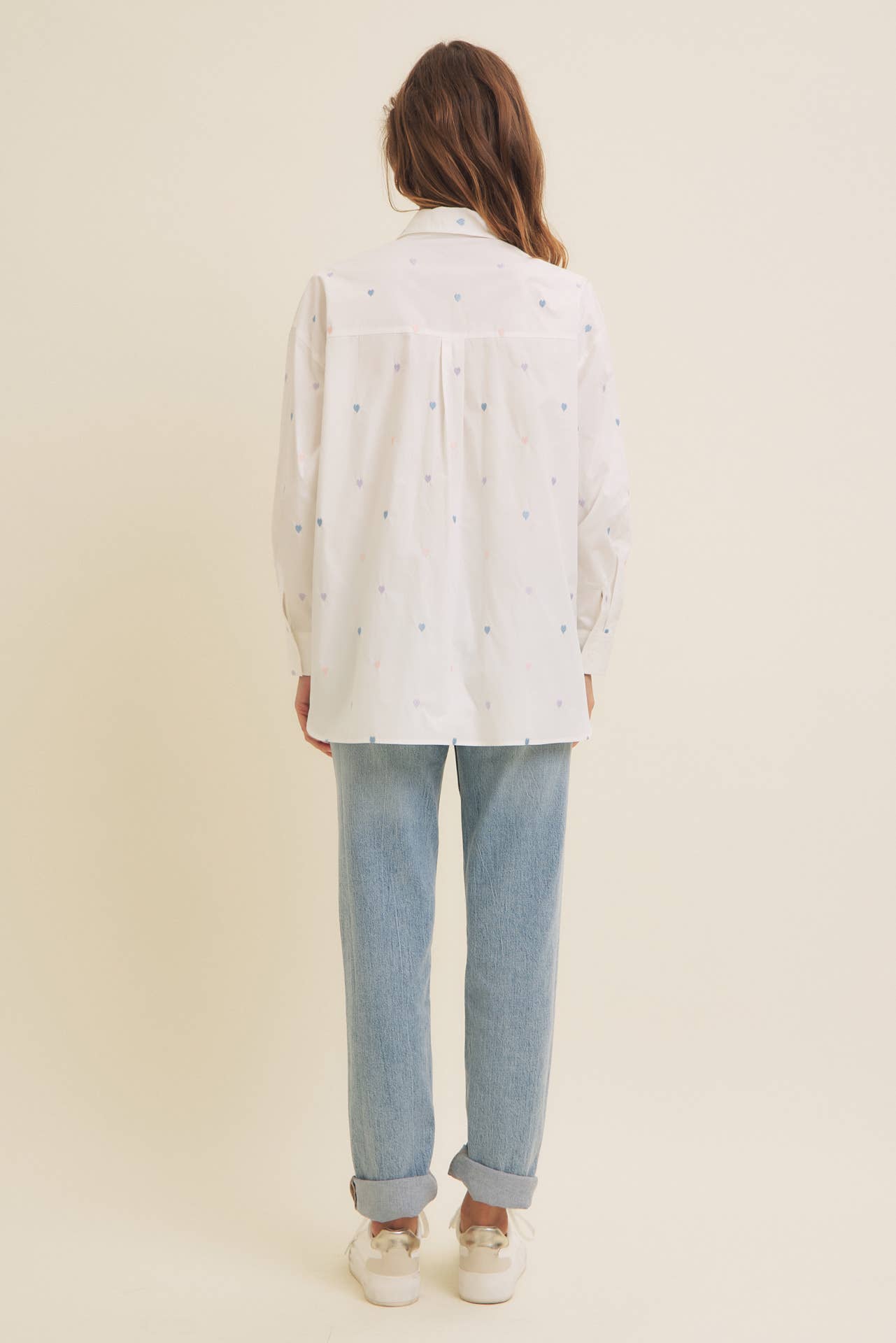 Hearts Embroidered Button Down