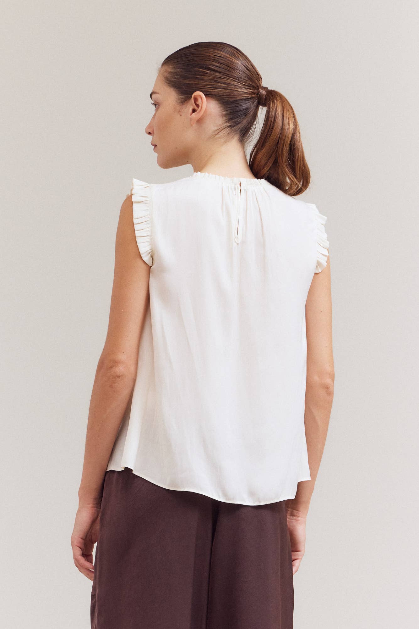 Ruffle Satin Tank