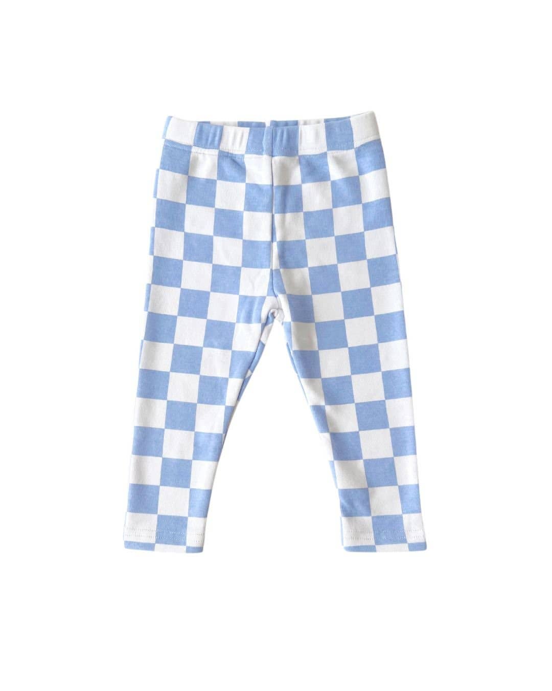 Kids Blue Checkered Leggings